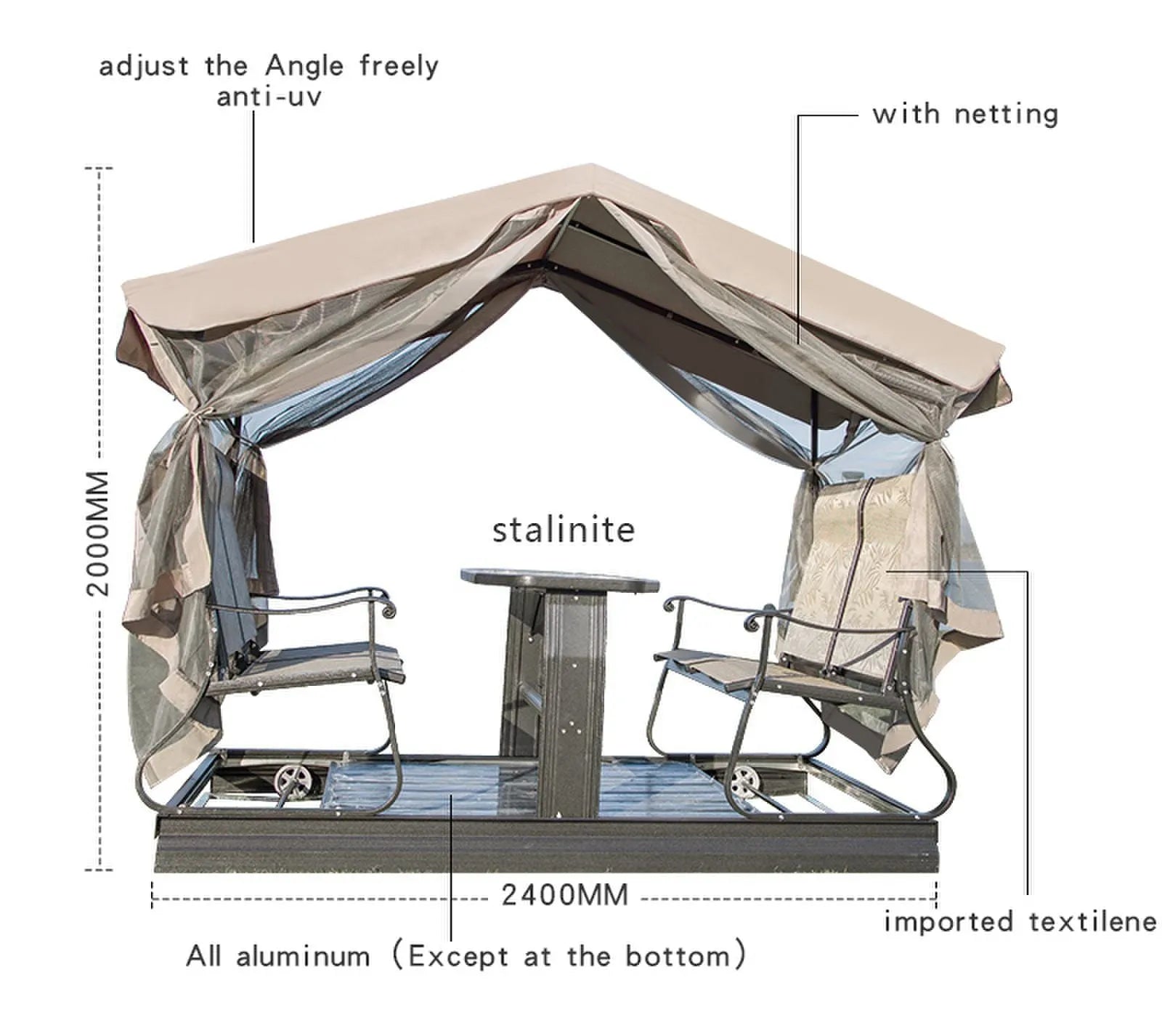 Swing and Relax: Outdoor Swing Chair with Pergola and Table