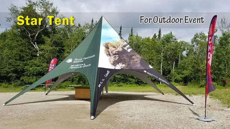 Starry Elegance: Custom RPET Single Peak Star Tent