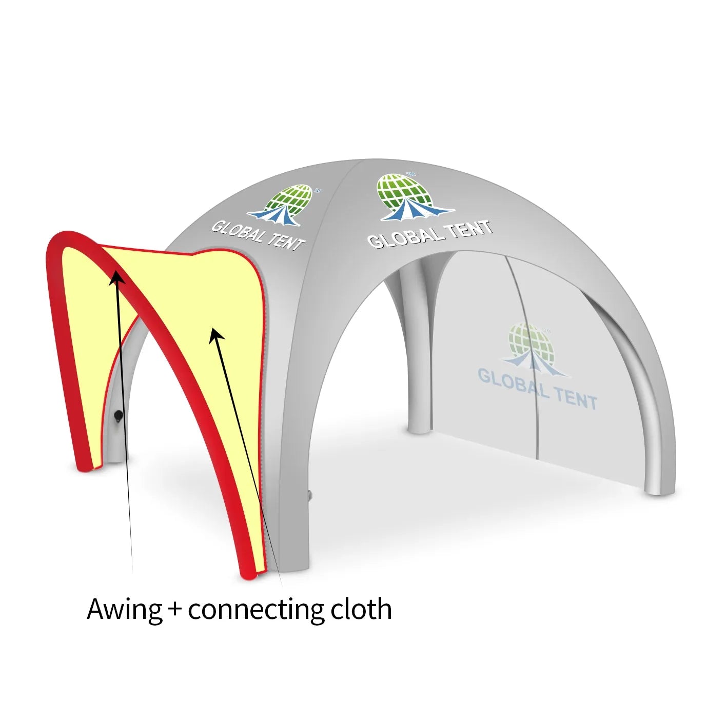 Printed Elegance: Custom Inflatable Tent with Awning & Walls