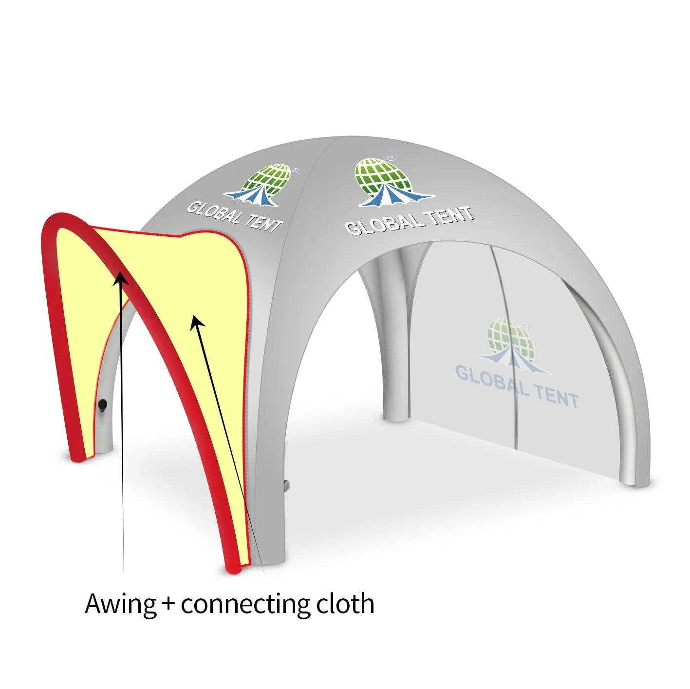 Printed Elegance: Custom Inflatable Tent with Awning & Walls