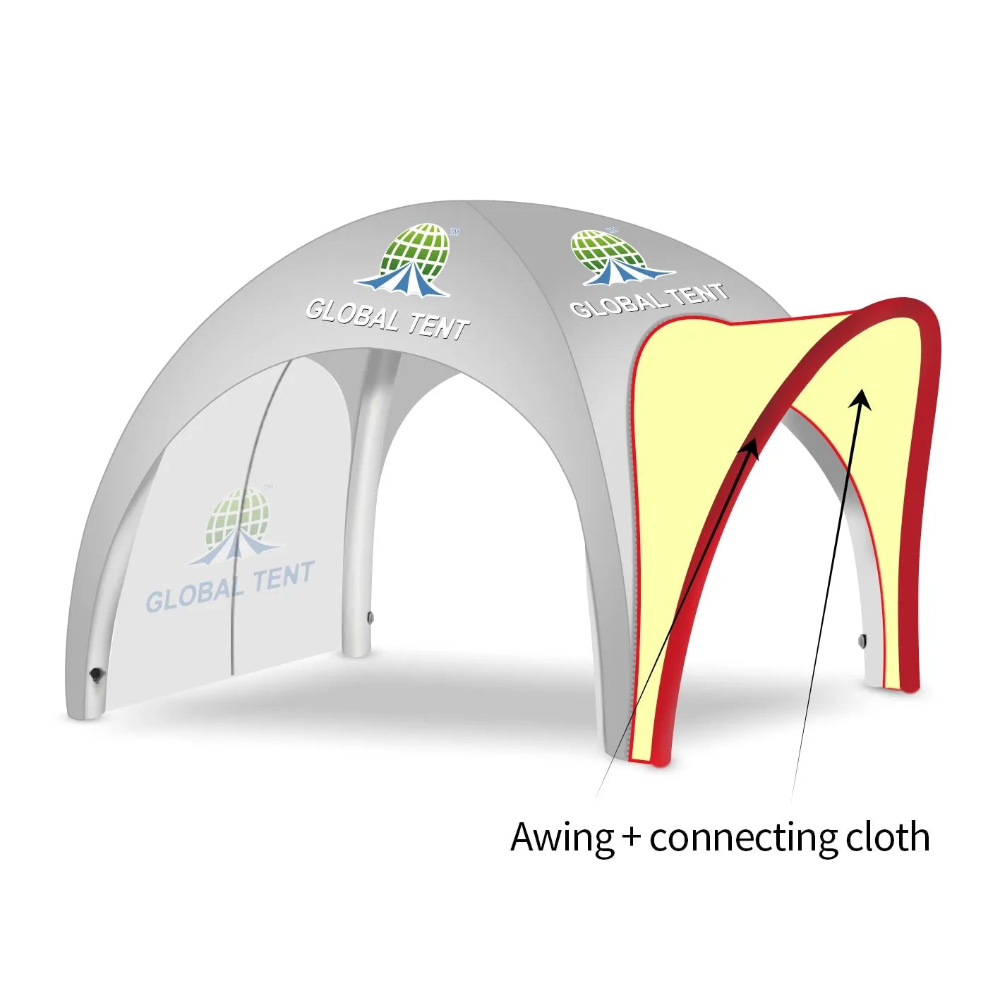 Printed Elegance: Custom Inflatable Tent with Awning & Walls
